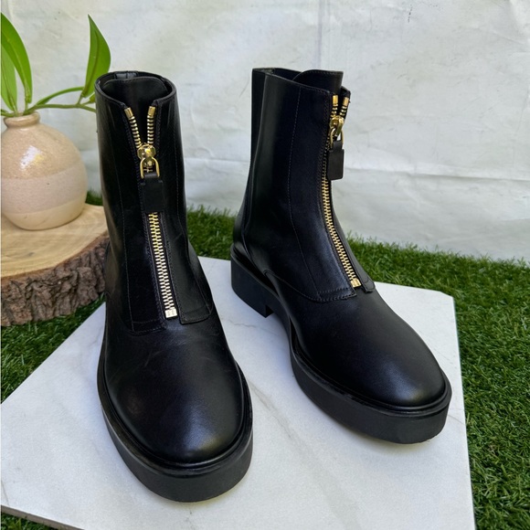 Stuart Weitzman Women 5 Lodge Boots Black Leather Bootie Zip Platform NWOT - Picture 6 of 14